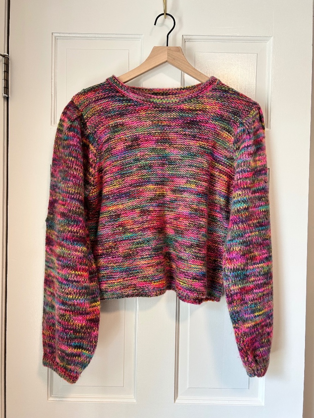 Willow & Root Neon Rainbow Confetti Space Dye Sweater M